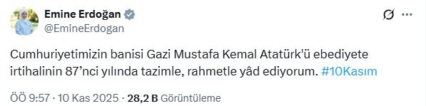 Emine Erdoğan, Mustafa Kemal Atatürk'ü andı; herkes kullandığı kelimenin anlamını aratıyor