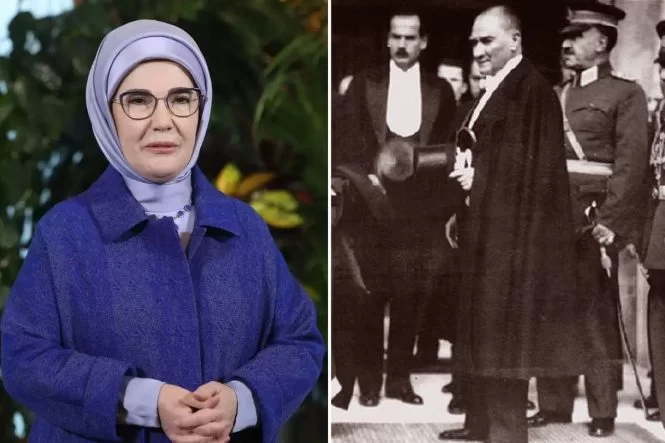 Emine Erdoğan, Mustafa Kemal Atatürk'ü andı; herkes kullandığı kelimenin anlamını aratıyor